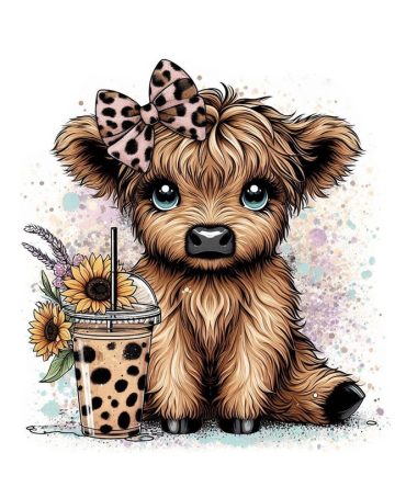 Yellow Highlander Cow 20oz Skinny Tumbler Printed Paper