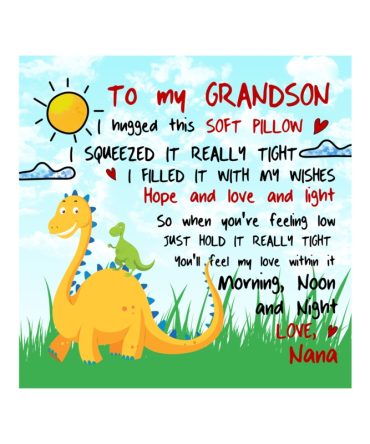 Yellow Dino Grandson DTF Cushion Print.