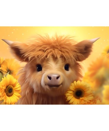 12oz Sublimation Flip Top Water Bottle Print – Cute Sunflower Highlander Cow
