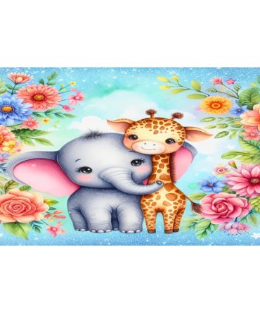 12oz Sublimation Flip Top Water Bottle Print – Elephant/Giraffe