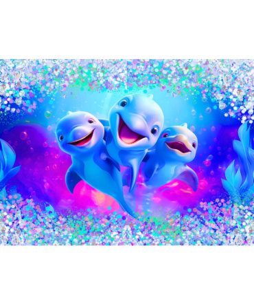 12oz Sublimation Flip Top Water Bottle Print – Sparkly Dolphin