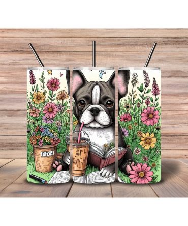 20oz Skinny Tumbler Printed Paper – Iced Coffee Frenchie