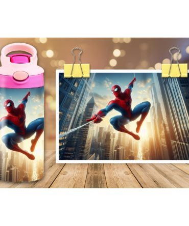 12oz Sublimation Flip Top Water Bottle Print – Spiderman #1