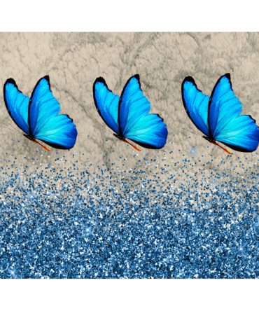 20oz Skinny Tumbler Printed Paper – Blue Butterfly Glitter
