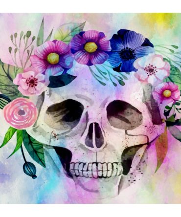 20oz Skinny Tumbler Printed Paper – Halloween Skull Roses