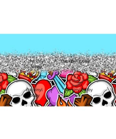 16oz Libbey Glass Can Sublimation Print – Glitter Skulls