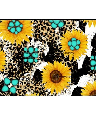 16oz Libbey Glass Can Sublimation Print – Teal Sunflower