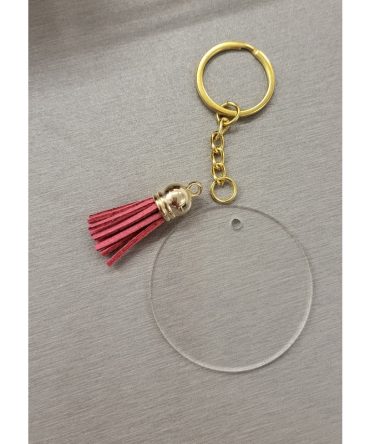 12 Pkt Gold Clear 2mm Keyring Kit 5cm Round