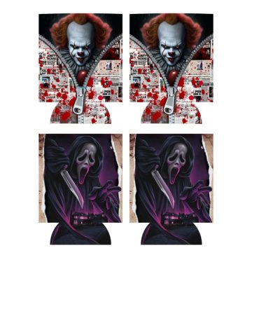 Zipper Clown/Scream Sublimation Print to fit Can/stubby Coolers.