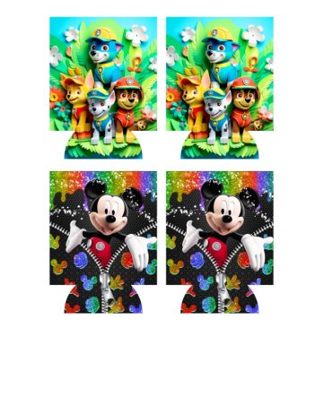 Zipper Mouse/Paw Friends Sublimation Print to fit Can/stubby Coolers.