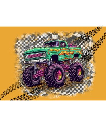 Yellow Monster Truck 12oz Sublimation Flip Top Water Bottle Print