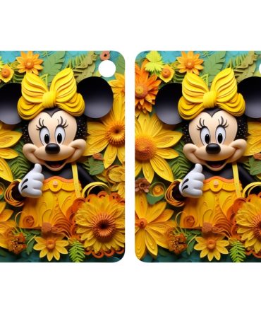 Yellow Mouse Sublimation Print to fit Sublimation Rectangle hardwood Keyrings.