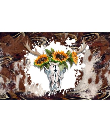 16oz Libbey Glass Can Sublimation Print – Western cow skull
